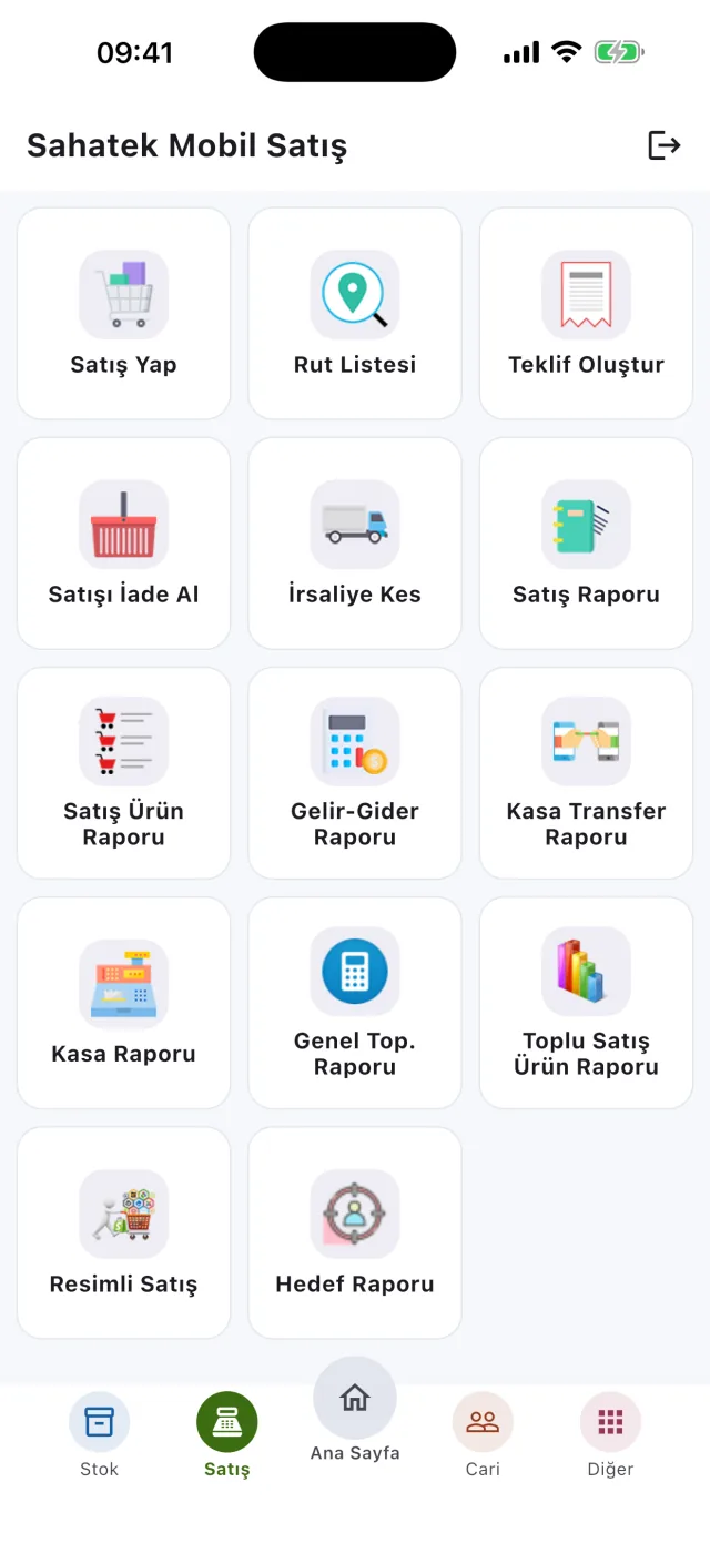 Sahatek Mobil Satış satış menüsü