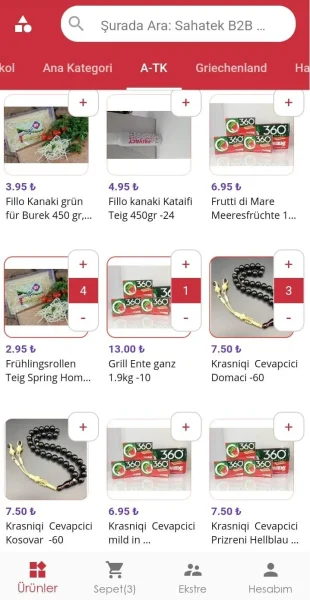 b2b ürün listesi